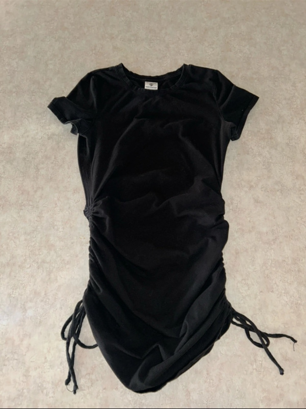 PINK Victoria's Secret Black Short-Sleeve Ruched Mini Dress